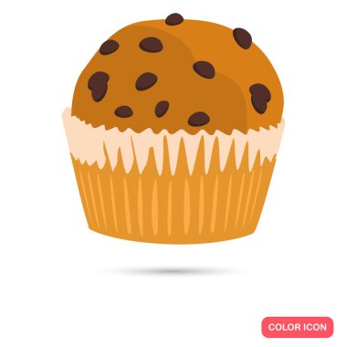 Web ve mobil tasarım için çikolata rengi düz simgesiyle cupcake