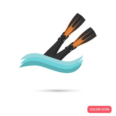 Bir tüplü dalgıç su renk düz simgesi web ve mobil tasarım için daldırma