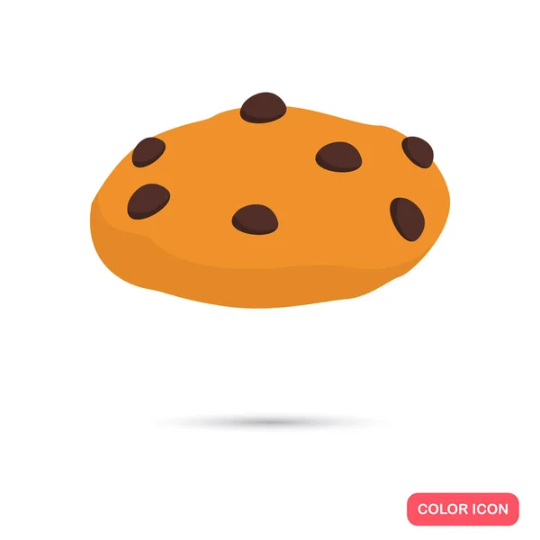 Icône plate couleur cookie chocolat pour web et design mobile — Image vectorielle