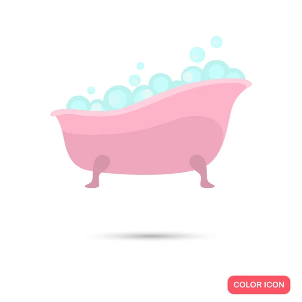 Baño con espuma de color icono plano para la web y el diseño móvil — Archivo Imágenes Vectoriales