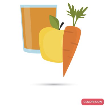 Web ve mobil tasarım için taze meyve suyu cam renk düz simgesi