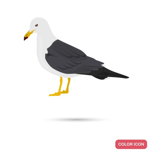 Sea gull kleur platte pictogram voor web en mobiele apparatuur — Stockvector