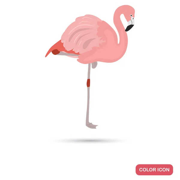 Icône plate de couleur Flamingo rose pour le design web et mobile — Image vectorielle