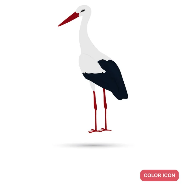 Icône plate couleur cigogne pour design web et mobile — Image vectorielle