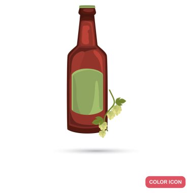 Bira ve şerbetçiotu web ve mobil tasarım için düz simge renk