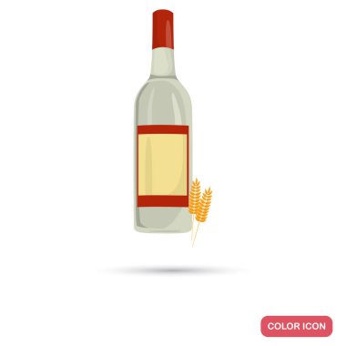 Votka şişe ve tahıl renk düz simgesi web ve mobil tasarım için