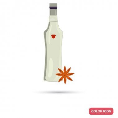 Rakı şişesi ve anason renk düz simgesi web ve mobil tasarım için