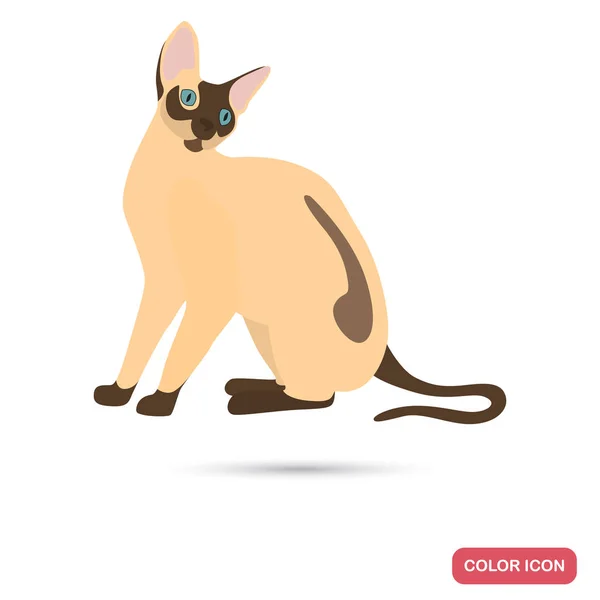 Cornish Rex cat breed color flat icon for web and mobile design — Stock Vector