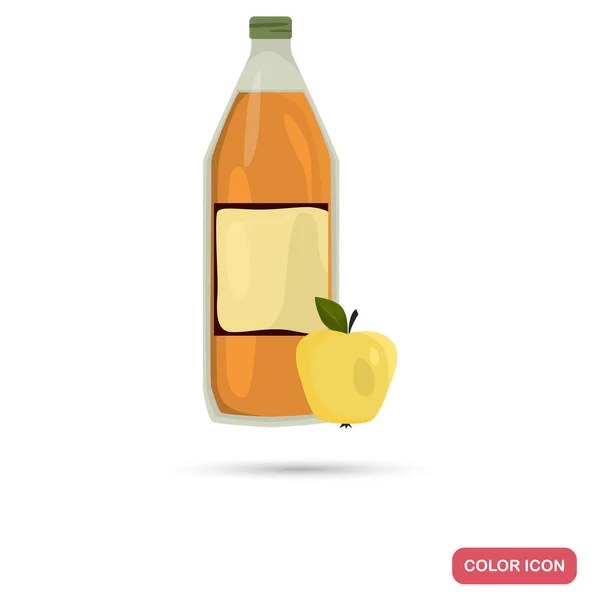 Ikonen som är platt med cider flaska och apple färg för webb och mobil design — Stock vektor