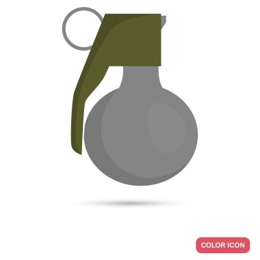 Web ve mobil tasarım için el bombası renk düz simgesi