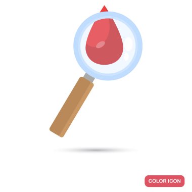 Bir damla kan Büyüteç renk düz simgesi web ve mobil tasarım altında