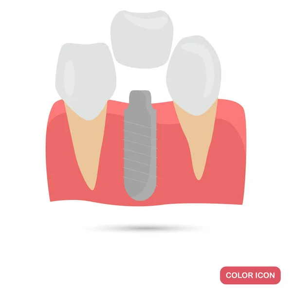 Implantation av tänder färg flat ikonen för webb och mobil design — Stock vektor