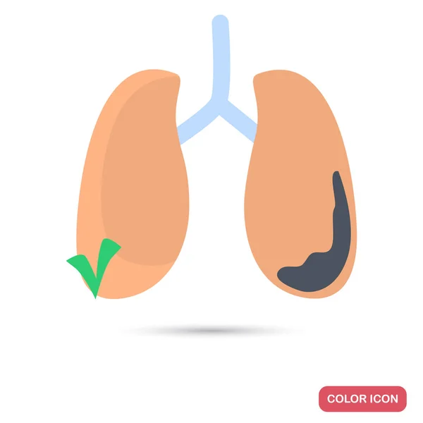 Zieke en gezonde Long kleur platte pictogram voor web en mobiele apparatuur — Stockvector