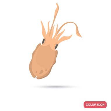 Mürekkep balığı web ve mobil tasarım için düz simge renk