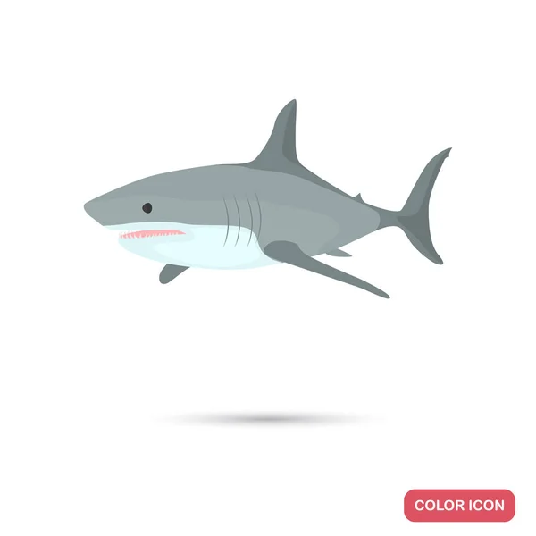 Icône plate couleur requin pour le design web et mobile — Image vectorielle