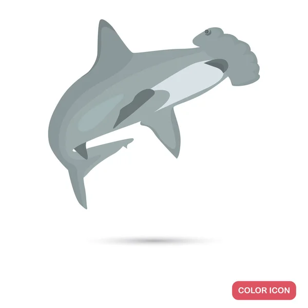 Icône plate couleur requin marteau pour web et design mobile — Image vectorielle