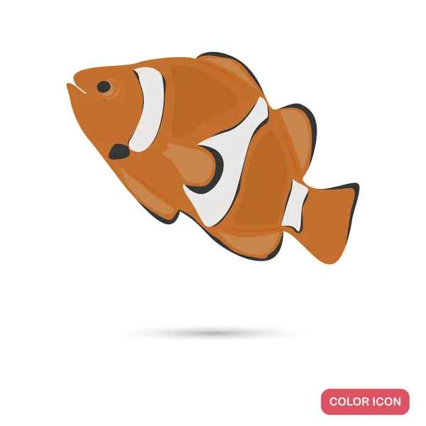 Clown pesce colore icona piatta per web e mobile design — Vettoriale Stock