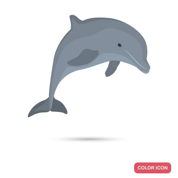 Icône plate couleur dauphin pour design web et mobile — Image vectorielle