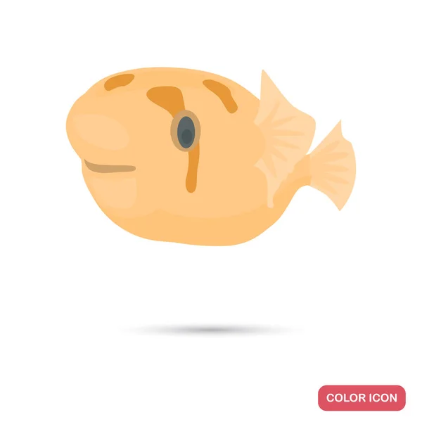 Плоская иконка цвета рыбы фугу для веб и мобильного дизайна — стоковый вектор