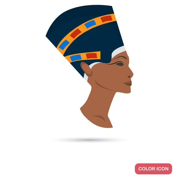 Nefertiti profil barva ploché ikony pro web a mobilní design — Stockový vektor