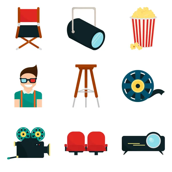 Conjunto de iconos de color de cine para diseño web y móvil — Vector de stock