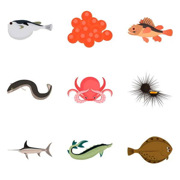 Ensemble d'icônes de fruits de mer pour la conception web et mobile — Image vectorielle