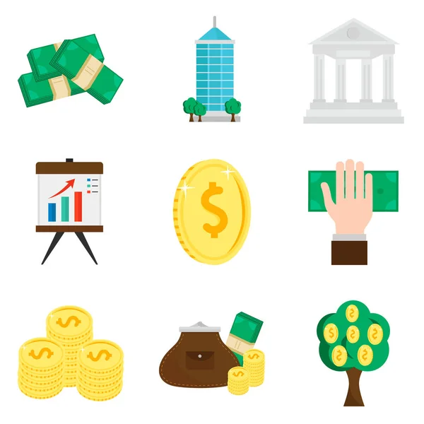 Set van Financiën kleur platte iconen voor web en mobiele apparatuur — Stockvector