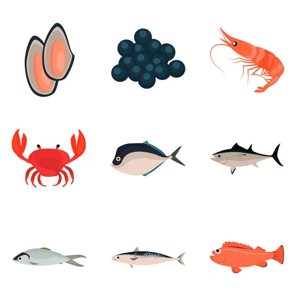 Набор иконок морепродуктов для веб и мобильного дизайна — стоковый вектор