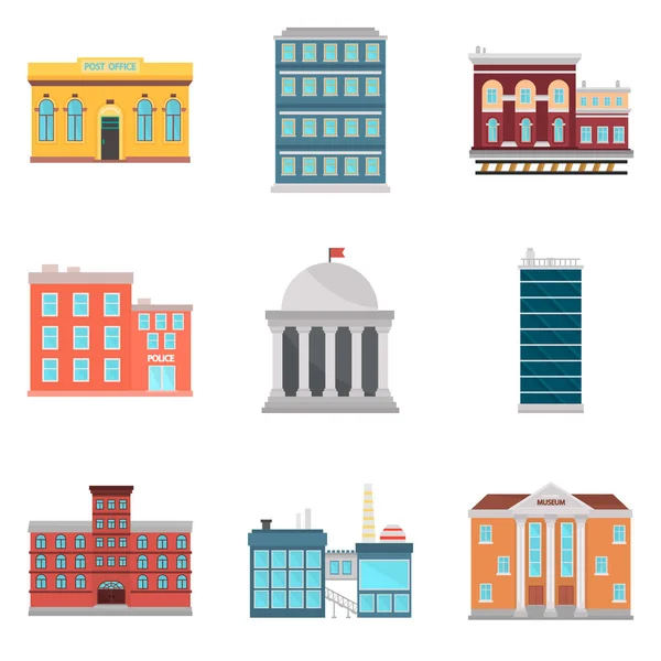 Conjunto de eleements da cidade cor ícones planos para web e design móvel —  Vetores de Stock
