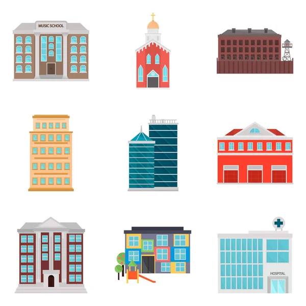 Σύνολο πόλης eleements επίπεδη εικονίδια χρωμάτων για το web και φορητή σχεδίαση — Διανυσματικό Αρχείο