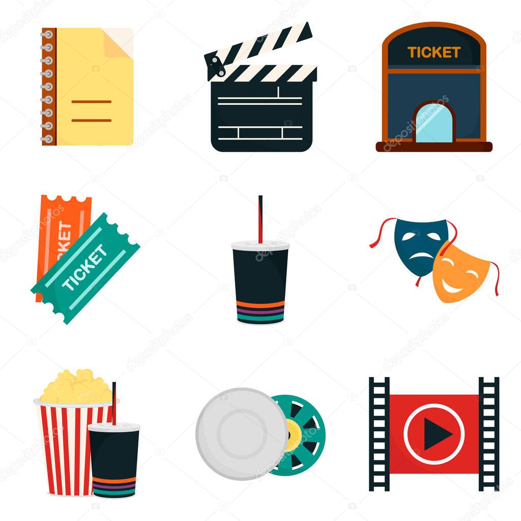 Set of cinema color icons for web and mobile design