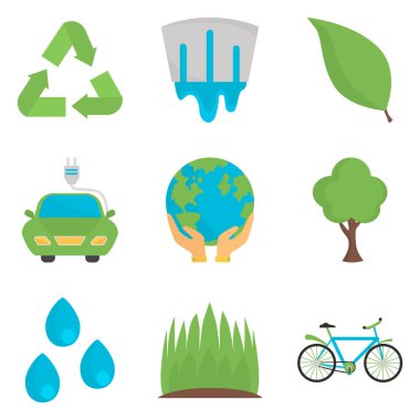 Web ve mobil tasarım için ekoloji renk Icons set