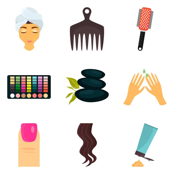 Conjunto de iconos de color de cuidado de belleza para mujer para diseño web y móvil — Vector de stock