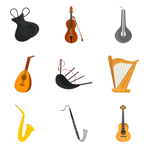 Music instruments color icons set for web and mobile design — Stock Vector