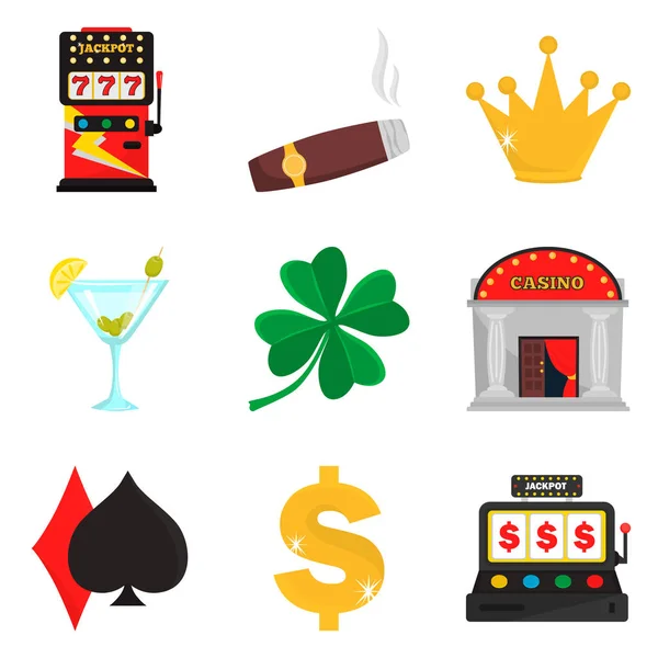 Conjunto de iconos planos de color de casino para diseño web y móvil — Vector de stock