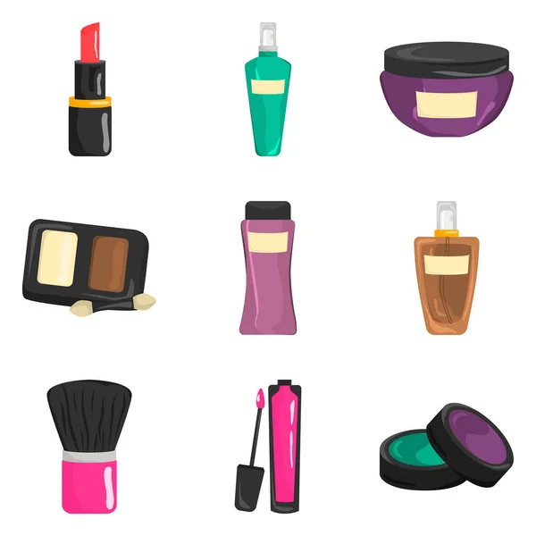 Conjunto de iconos de cosméticos planos de color para diseño web y móvil — Vector de stock