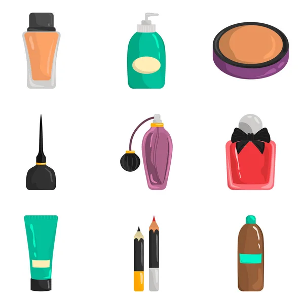 Uppsättning färguppsättning platt kosmetika ikoner för webb och mobil design — Stock vektor
