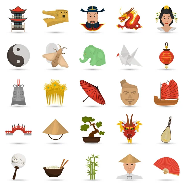 Conjunto de iconos de color plano de China conjunto para el diseño web y móvil — Archivo Imágenes Vectoriales