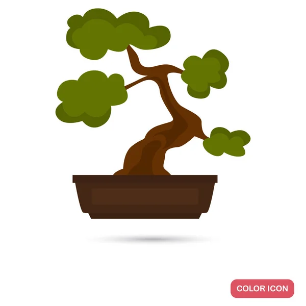 Bonsai tree color flat icon for web and mobile design — Stock Vector