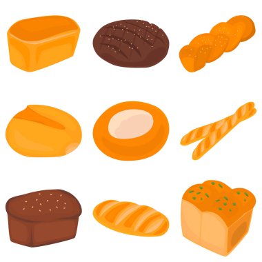 Web ve mobil tasarım için fırın renk düz simgeler kümesi