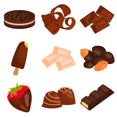 Web ve mobil tasarım için tatlılar renk düz simgeler kümesi