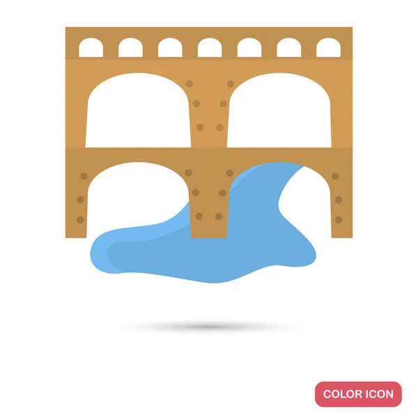 Antica Roma acquedotto colore icona piatta per web e mobile design — Vettoriale Stock