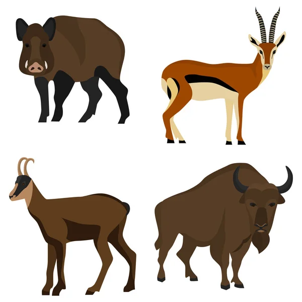 Ensemble d'animaux à sabots couleur des icônes plates pour la conception web et mobile — Image vectorielle