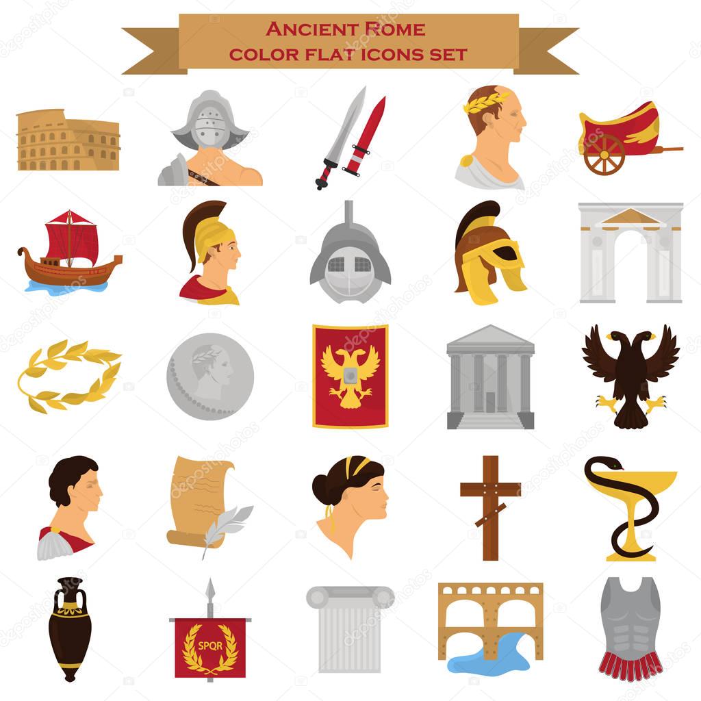 Ancient rome color icons srt for web and mobile design