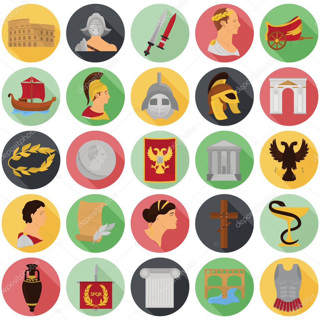 Ancient rome color icons srt for web and mobile design