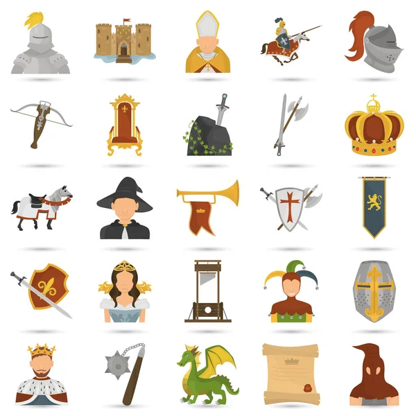 Set of middle age color flat icons for web and mobile design — Stock Vector