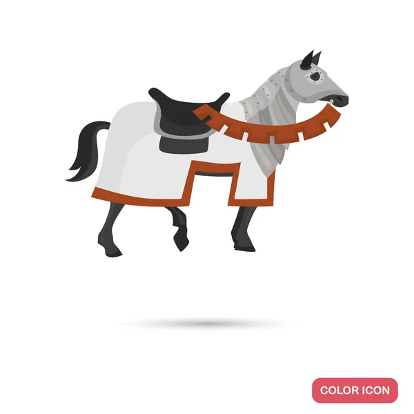 Knight horse color flat icon for web and mobile design — Stock Vector