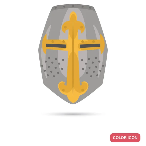 Шлем крестоносца цветной плоский значок для веб и мобильного дизайна — стоковый вектор