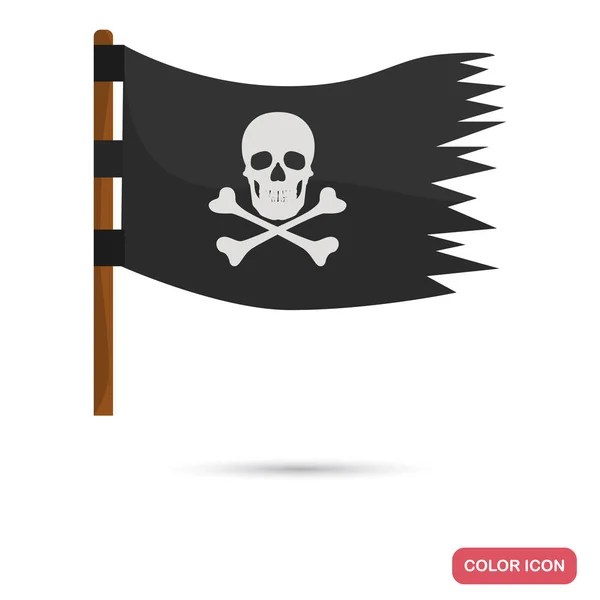 Ícone plano de cor de bandeira pirata para web e design móvel — Vetor de Stock