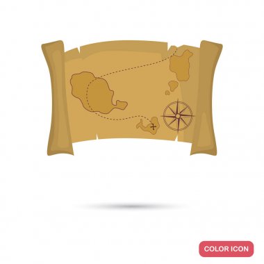 Eski hazine harita renk düz simgesi web ve mobil tasarım için